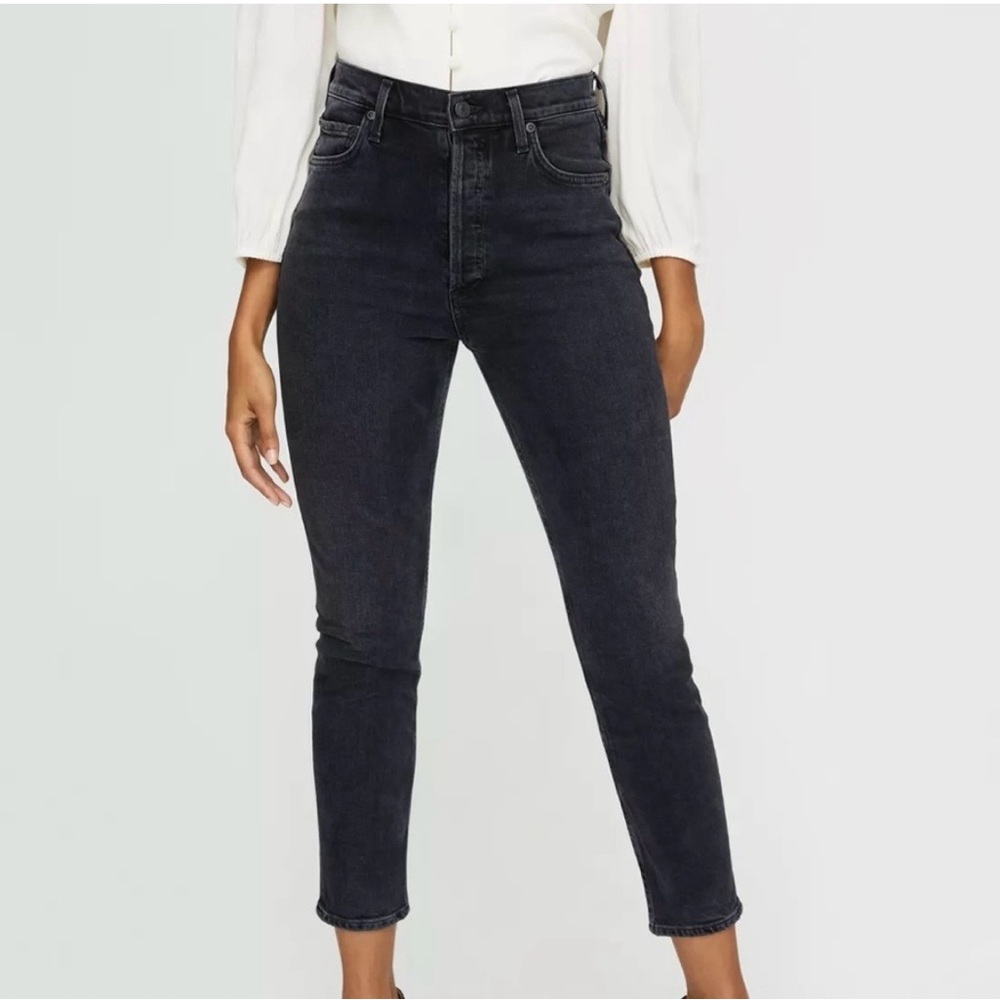 Agolde Nico High Rise Slim Black Jeans Button Fly Women’s Size 30